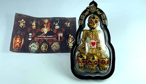 BIG PRAI KASIP SKELETON SKULL YANT OIL PENDANT AJARN POON GAMBLING THAI AMULET - Picture 1 of 17