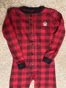 LAZY ONE Flap Jacks Bear Cheeks RED BLACK PLAID Alaska Pajamas Unisex Youth 12 - Picture 1 of 5