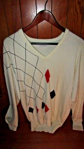 Titleist Collection Mens Medium Argyle Type Teal V Neck Sweater Vtg Golf Large - Imagen 1 de 6