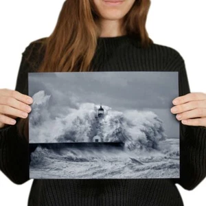 A4 - Lighthouse Storm Waves Ocean Sea Poster 29.7X21cm280gsm #16964 - Picture 1 of 4