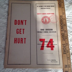 The Baltimore & Ohio RR Co. Time Table #74, 10 pg Unfolded & Well Preserved EC - Picture 1 of 9