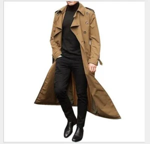 Winter Casual Men's Fashion Loose Long Trench Coat Overcoat Outwear Coat Jacket - Picture 1 of 13