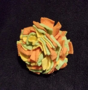 4.5 inch Felt Ball Dog Toy-Green, Orange, & Yellow--Used so a little Lopsided! - Picture 1 of 8