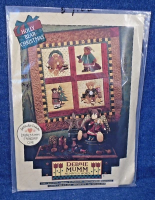 Oso de acebo Debbie Mumm Navidad peluche acolchado patrón colgante de pared sin cortar Foto 1 de 3