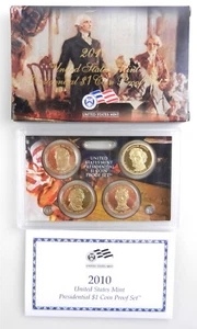 2010 US Mint PRESIDENTIAL $1 COIN PROOF Set w/ Box & COA 4 Coins C1 - Picture 1 of 2