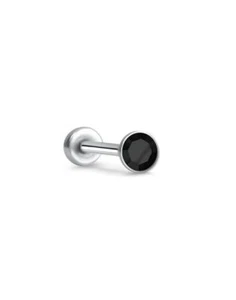 Threadless Labret Push Pin Nose Ring Steel Monroe Stud 2mm CZ 16G 18G 20G - Picture 1 of 14
