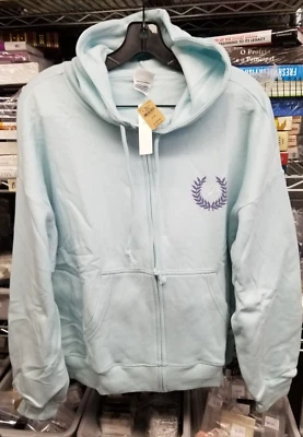 Толстовка с капюшоном Victoria's Secret 11234313 повседневная флисовая расслабленная на молнии размер L - Lt синяя - Изображение 1 из 4