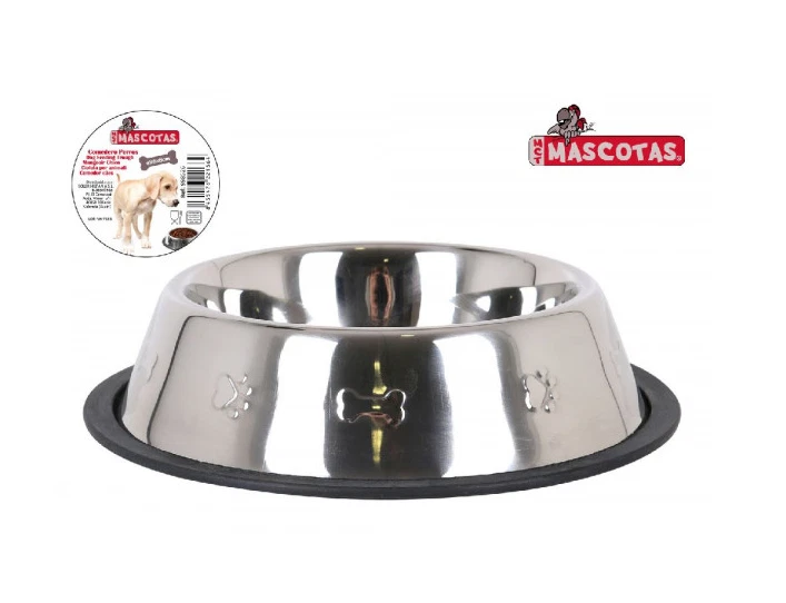 Hundenapf Getränk Futternapf Wassernapf mit Anti-Rutsch-Gummi Edelstahl 26x6cm - Bild 1 von 1