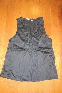 S 4 6 ❤️ OLD NAVY❤️ 100% COTTON CLASSIC BLOUSE TUNIC TOP SLEEVELESS OFFICE BLACK - Picture 1 of 3
