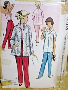 Vtg 50s McCalls 9272 13 bust 31 Pajamas and Short Robe Sleeping Jacket Retro - Picture 1 of 5