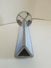 Vintage Handmade Stained Glass 3 Sided Kaleidoscope Spining Wheel 9In X 3.5In
