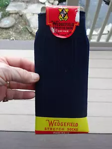 WEDGEFIELD Vintage New Old Stock Mens Stretch Socks W Label 100% Nylon Sz 10-13 - Picture 1 of 5