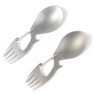 Outdoor Camping Picnic Stainless Steel Fork Spoon Tableware Ultralight UsefulkIL - Picture 1 of 11