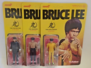 Neu 3 Stück Bruce Lee Reaction Super 7 Actionfigur Komplettsatz ungelocht - Bild 1 von 12