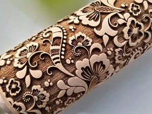 Paisley Rolling Pin Easter Embossed Dough Roller Springerle cookie mold Pastry - Picture 1 of 12