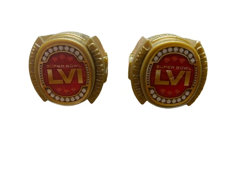 Lot of 2 Super Bowl LVI 56 Los Angeles Rams Plastic Ring 2022 NFL Champions LA Cover