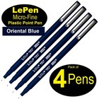 Marvy LePen 4300-S33 Oriental Blue 0.3mm Micro-Fine Plastic Point Pen, Pack of 4