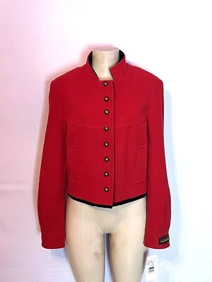 CHAQUETA ROJA NUEVA VINTAGE HARVE’ BENARD MEZCLA CACHEMIR CON RIBETE NEGRO TALLA 14 Foto 1 de 3