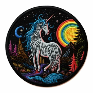 Aplique de hierro parche parche de unicornio - insignia de fantasía majestuoso caballo mítico brillo - Imagen 1 de 12
