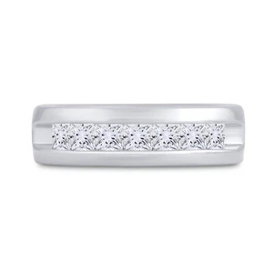 14k White Gold Mens Princess Diamond Wedding Channel Band Ring 1-1/2ctw - Picture 1 of 4