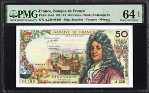 France 50 Francs P148d 1971-74 PMG64 Choice UNC EPQ French Banknote BEAUTIFUL - Bild 1 von 2