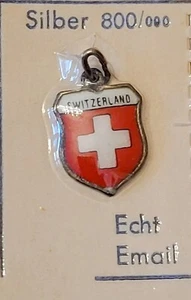 NEW OLD STOCK ANTIQUE VINTAGE 800 SILVER ENAMELED "SWITZERLAND" CHARM - Picture 1 of 3