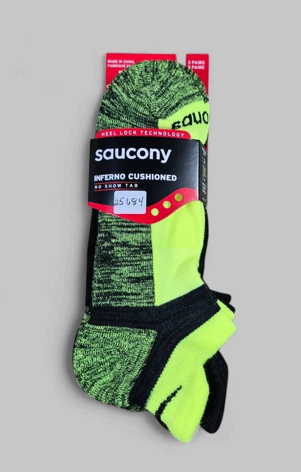 SAUCONY Womens Socks No Show Tab Cushion Air Mesh Running 3 Pair Shoe Size 7-10