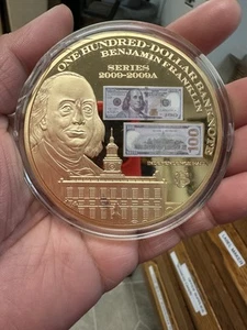 U.S Federal Reserve One Hundred Dollar Bank Note Coin - Benjamin Franklin w/ COA - Picture 1 of 5