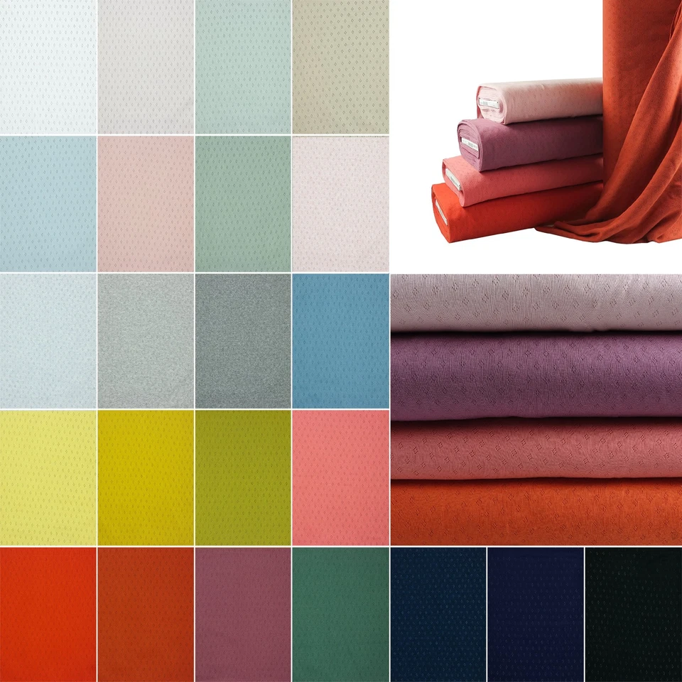 0,5m Pointoille-Stoff Jersey Baumwollstoff OEKO-TEX Feinstrick Jersey Ajour Loch - Bild 1 von 1