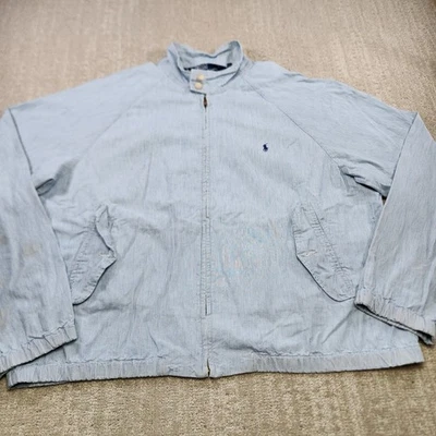 Vintage 90s Polo Ralph Lauren Jacket Men XL Blue Stripe Double Yolk Conductor - Image 1 of 4