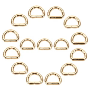 0.6x0.4" Metal D Rings, Gold Welded Ring Buckles, 15Pcs - Picture 1 of 5