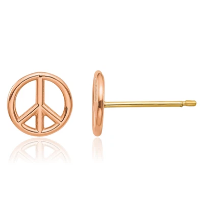 Aretes con signo de paz de oro amarillo rosa macizo de 14K Foto 1 de 4