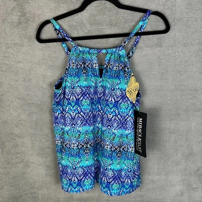 Miraclesuit Tankini Top Mujer 10 Mirilla Azul Adelgazante Traje de Baño Resort Foto 1 de 4