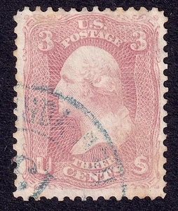 US Scott 64(a), 1861 Washington, 3c rosa rosa, MUY BIEN USADO - Imagen 1 de 1