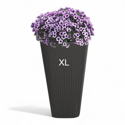 Blumenkübel Blumentopf Slim Hoch Rillen Anthrazit Einsatz Ø38 H60cm Modern - Bild 1 von 4