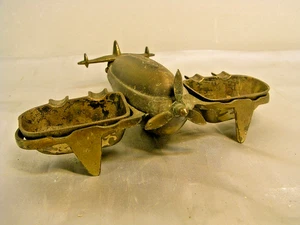 🇫🇷 SELTENER LEERER ASCHENBECHER TASCHE FLUGZEUG BRONZE ASCHENBECHER MADE IN ISRAEL - Bild 1 von 9