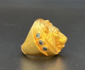 Julie Vos Gold Lions Head Statement Signet Ring Green Accent Stones Ornate - Picture 1 of 17