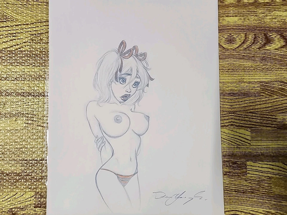 Dean Yeagle  Original Sketch Mandy signed 8.5 x 11 - Image 1 of 2