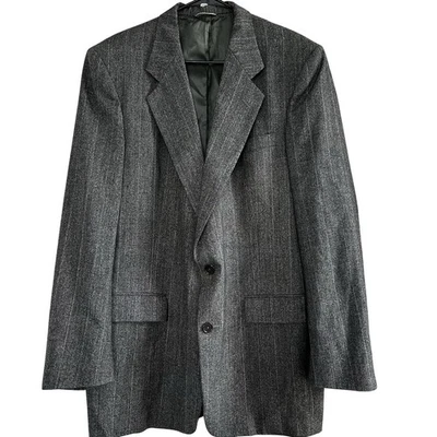Chaqueta Blazer Abrigo Christian Dior Monsieur Gris Rayas Mezcla Lana Foto 1 de 4