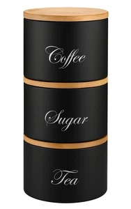 3-TEILIGES TEE KAFFEE ZUCKER KANISTER SET MIT BAMBUS DECKEL LUFTDICHT KÜCHE VORRATSGLÄSER - Bild 1 von 1