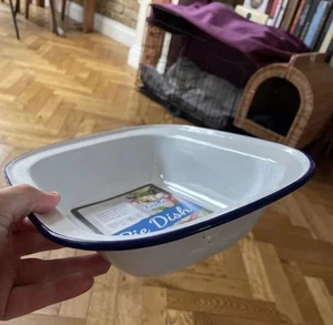 FALKE EMAILLE TORTENFORM STEAK PUDDING ASCHE BACKEN LÄNGLICH OFEN WEISS FORM NEU 18cm - Bild 1 von 3