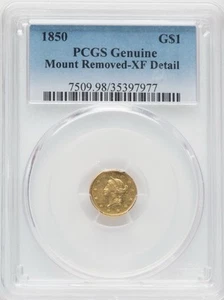 1850 GOLD Dollar- LIBERTY HEAD $1- PCGS- XF Details!! Mount Removed - Picture 1 of 4