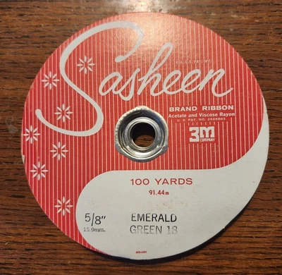 Cinta Sasheen Vintage 3M Verde Esmeralda 5/8" 100yd Regalo Artesanía Navidad Foto 1 de 4