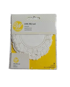 Wilton Papierdeckchen für Kuchendekoration weiß 4 Zoll rund 30  - Bild 1 von 4