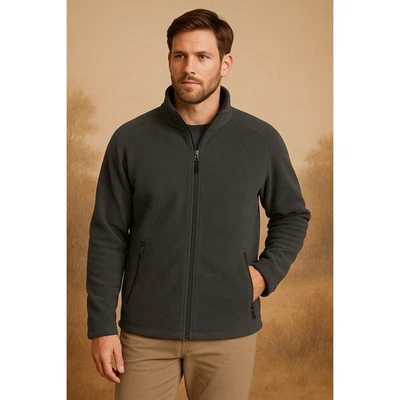 Lands' End Aircore-200 Gray Full Zip Fleece Jacket Men's 46-48 Warm Lightweight - Image 1 of 4