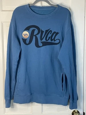 RVCA Pullover Sweat Shirt Men's Size XL Blue BIG RVCA Spellout Crewneck - Image 1 of 4