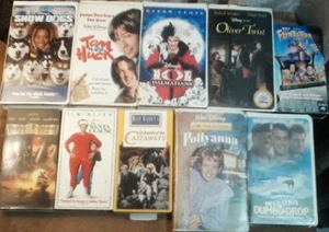 Lot of 10 FAMILY FILM VHS Tapes - The Flintstones Pollyanna Tom & Huck + - Picture 1 of 1