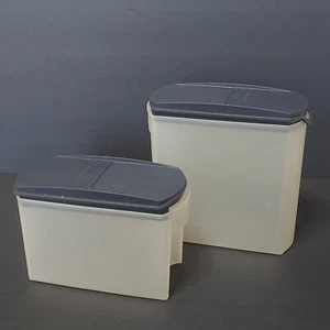 Lot of 2 Tupperware Sheer Storage Containers 5236A & 5389A W/ Hinged Black Lids - Picture 1 of 21