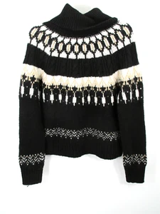 Neu mit Etikett Old Navy Rollkragenpullover Damen S schwarz Fair Isles nordische Wollmischung - Bild 1 von 11