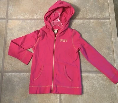 Juicy Couture Girl’s Size 7 Pink Zip Front Hoodie With Gold Lettering & Trim - Image 1 of 4